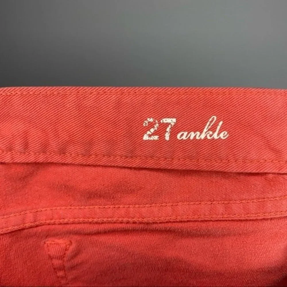 J Crew Pink Orange Denim Toothpick Ankle Skinny Jeans 27